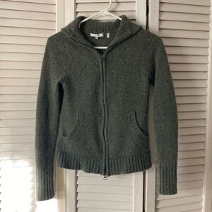 Vince Green 100% Cashmere Zip Up Sweater Womens S Small Hood Hooded